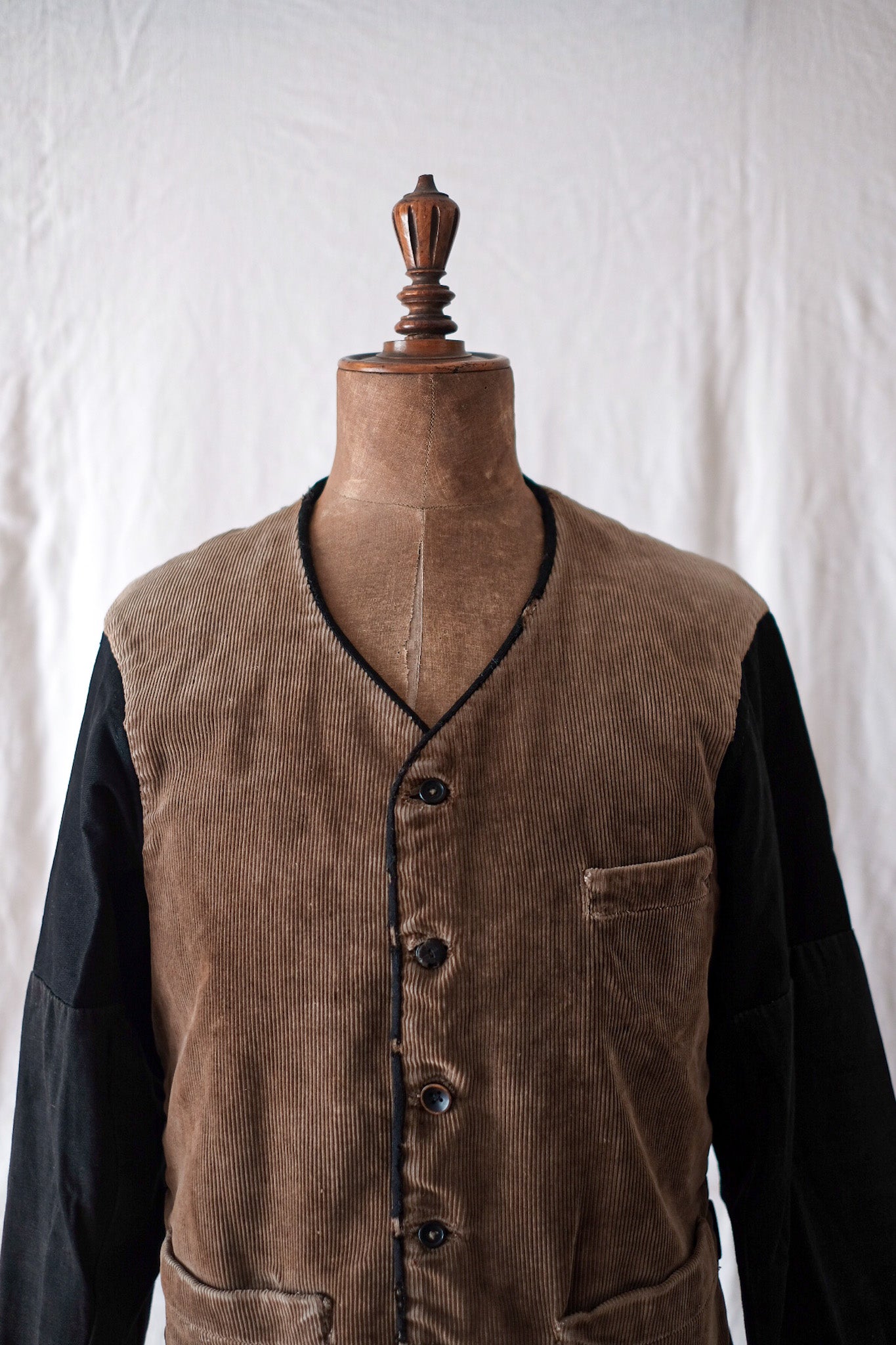 30's] French Vintage Brown Corduroy Gilet Jacket