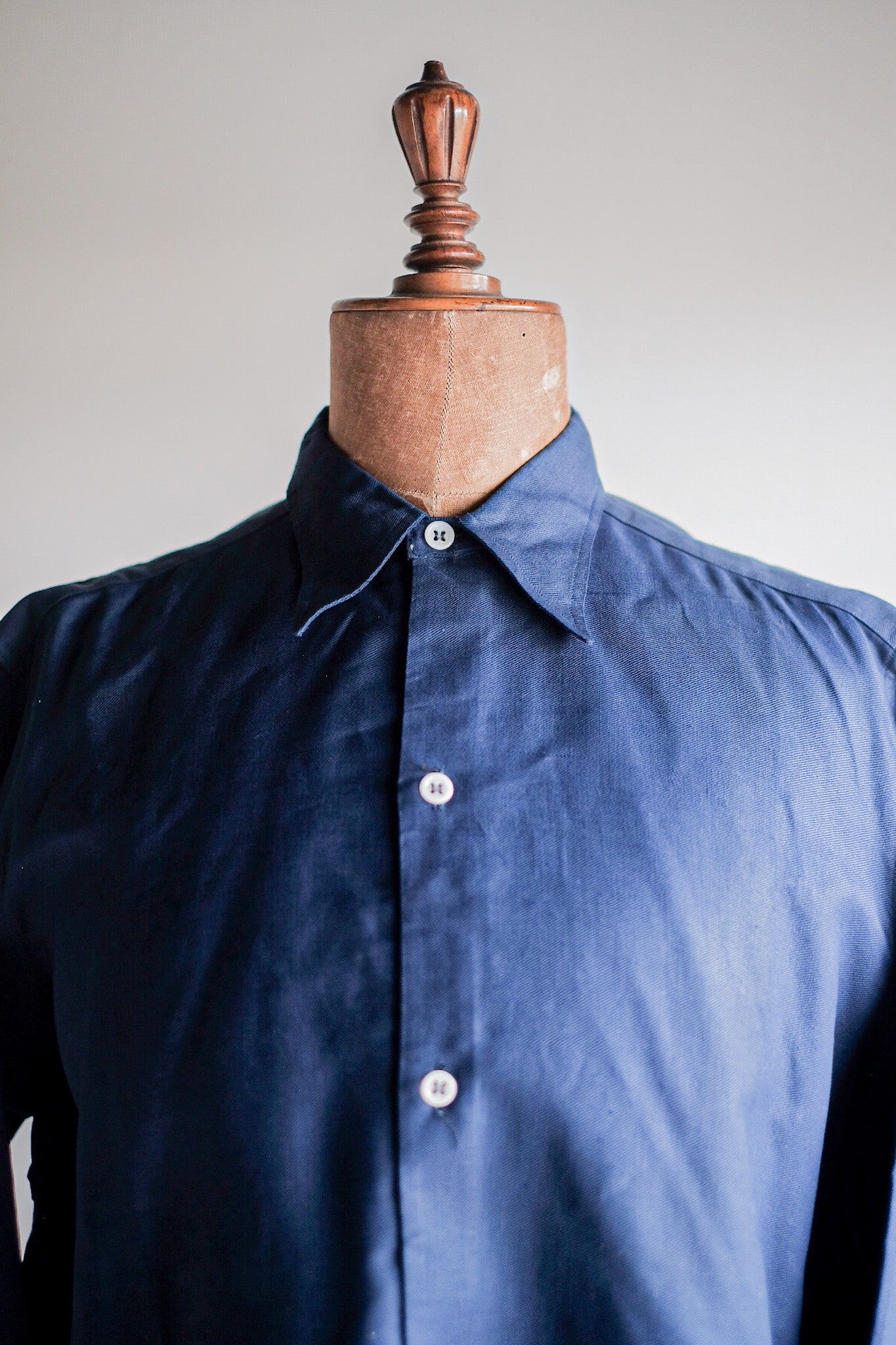 【~40's】French Vintage Indigo Metis Grandpa Shirt "Dead Stock"