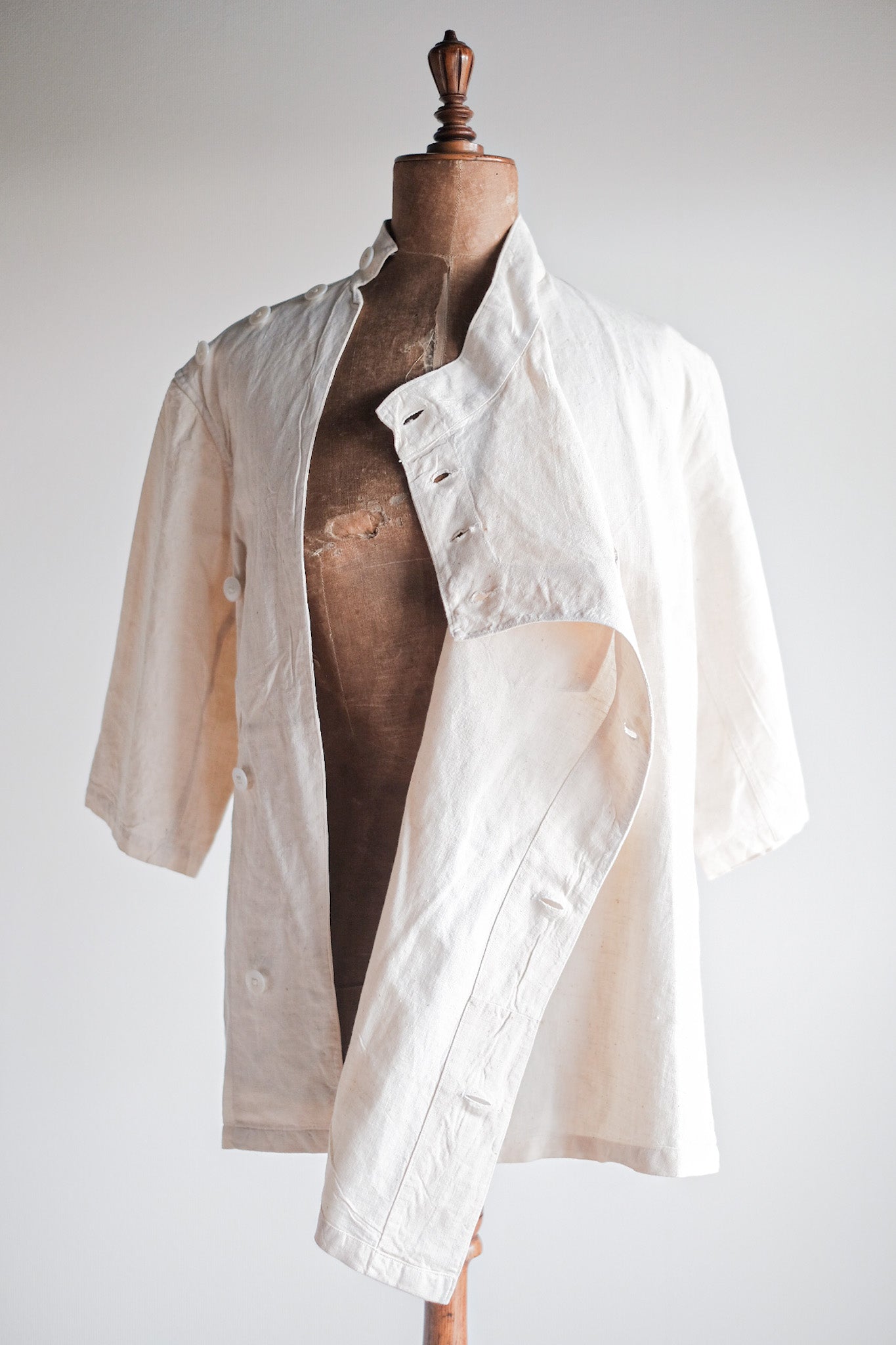 ［~50's］French Army Linen Jacket Hospital Military "Dead Stock"