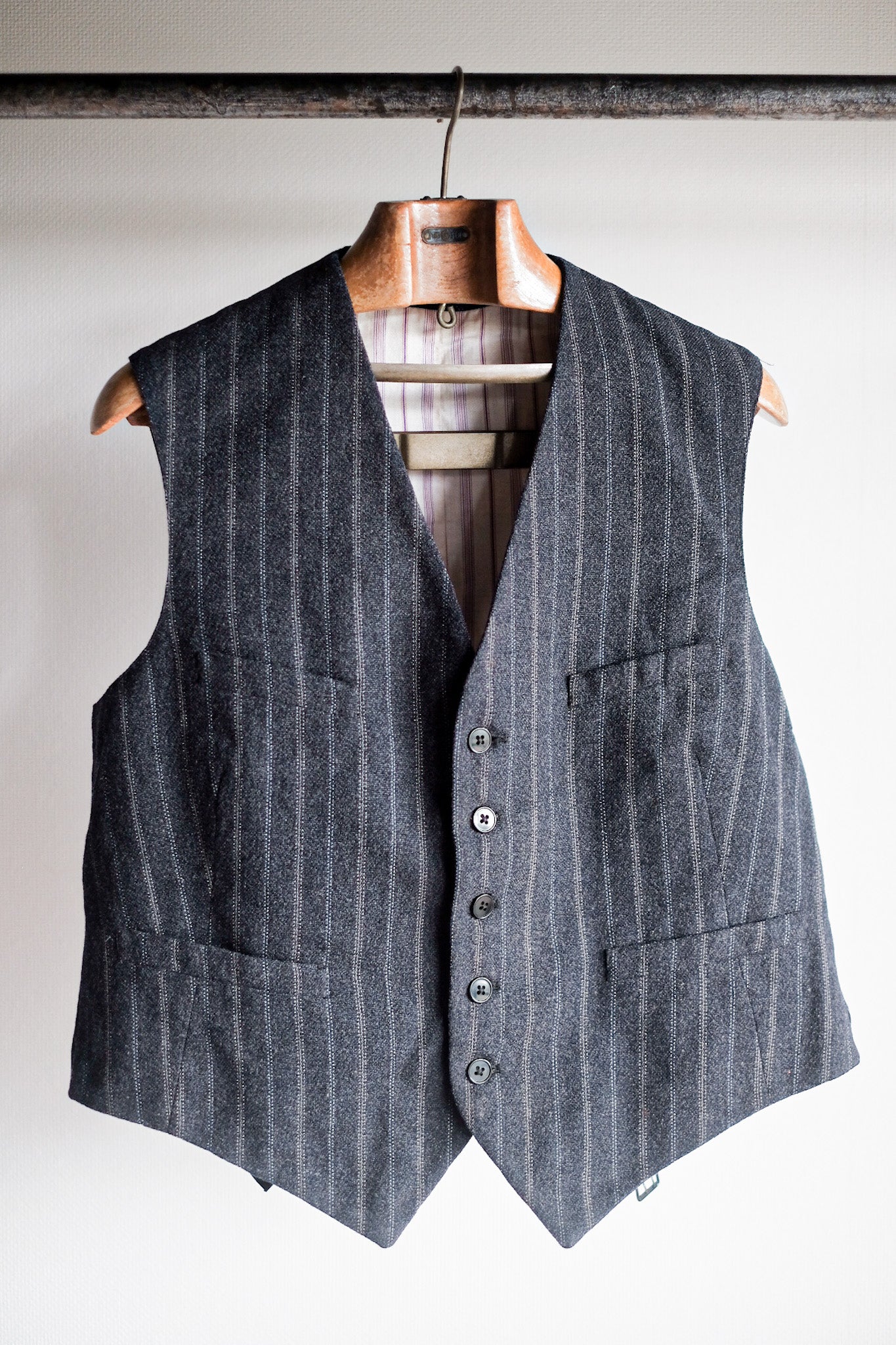 [~ 40's] French vintage gris laine rayée gilet