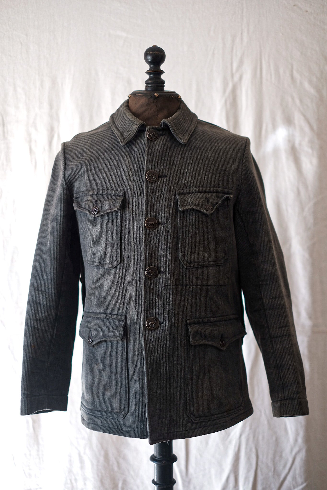 [~ 50's] French Vintage Gray Pique Hunting Jacket