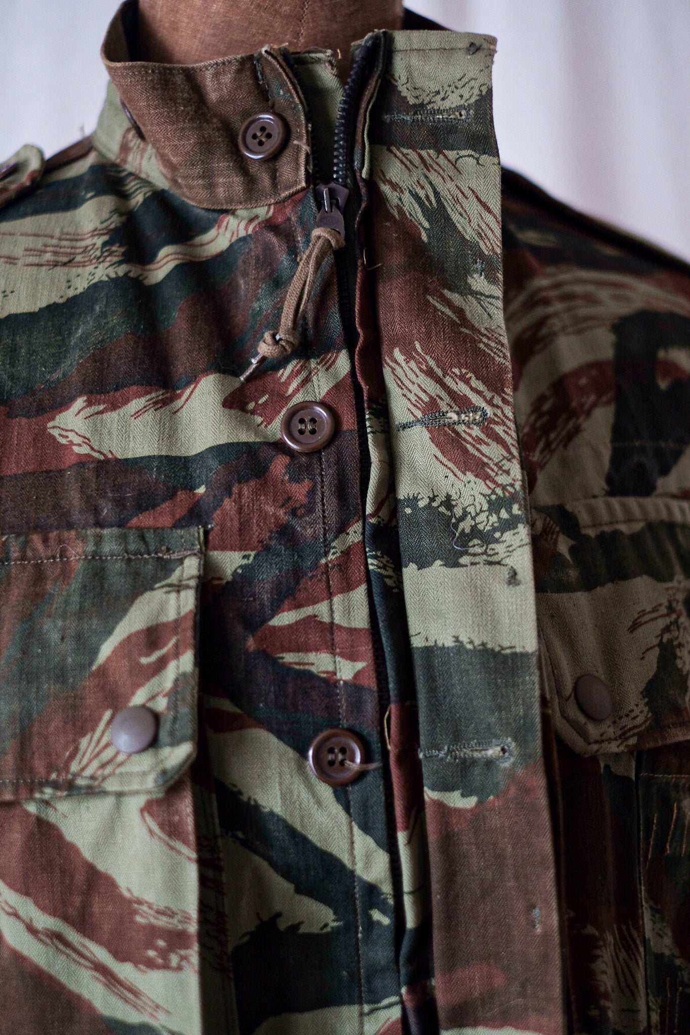 [~ 60 년대] 프랑스 군대 도마뱀 카모 낙하산 재킷