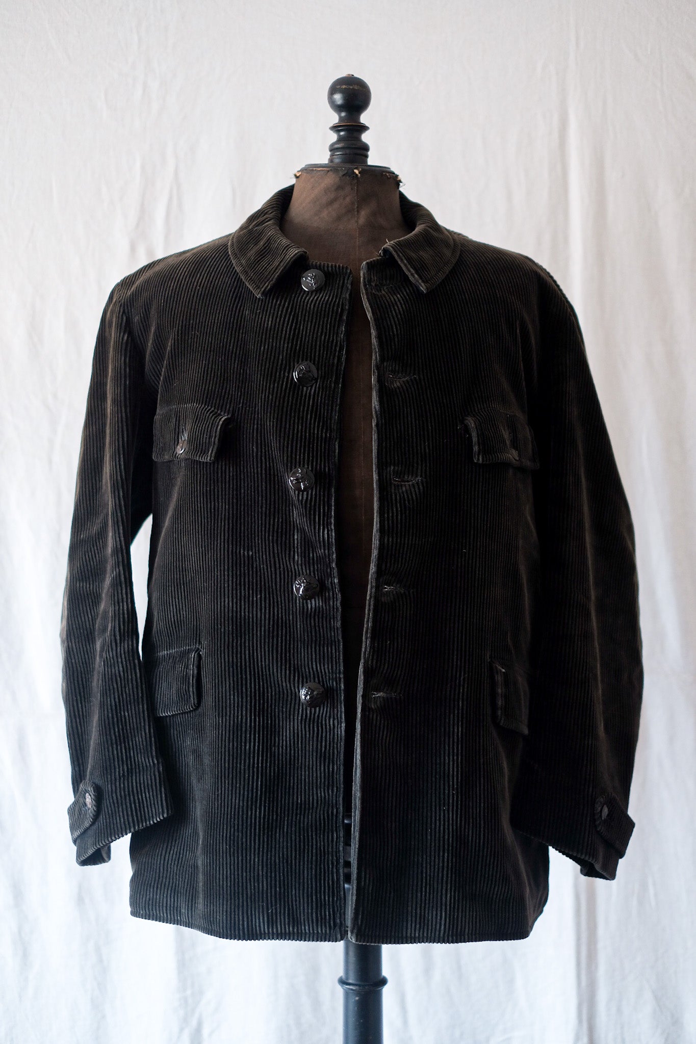 【~40's】French Vintage Dark Brown Corduroy Hunting Jacket