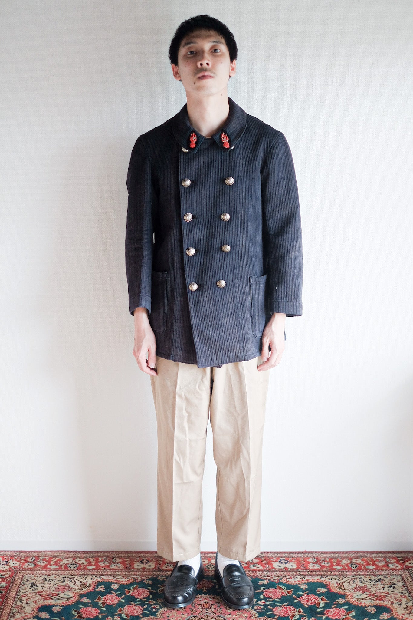 ［~30's］French Vintage Cotton Pique Double Breasted Fireman Jacket