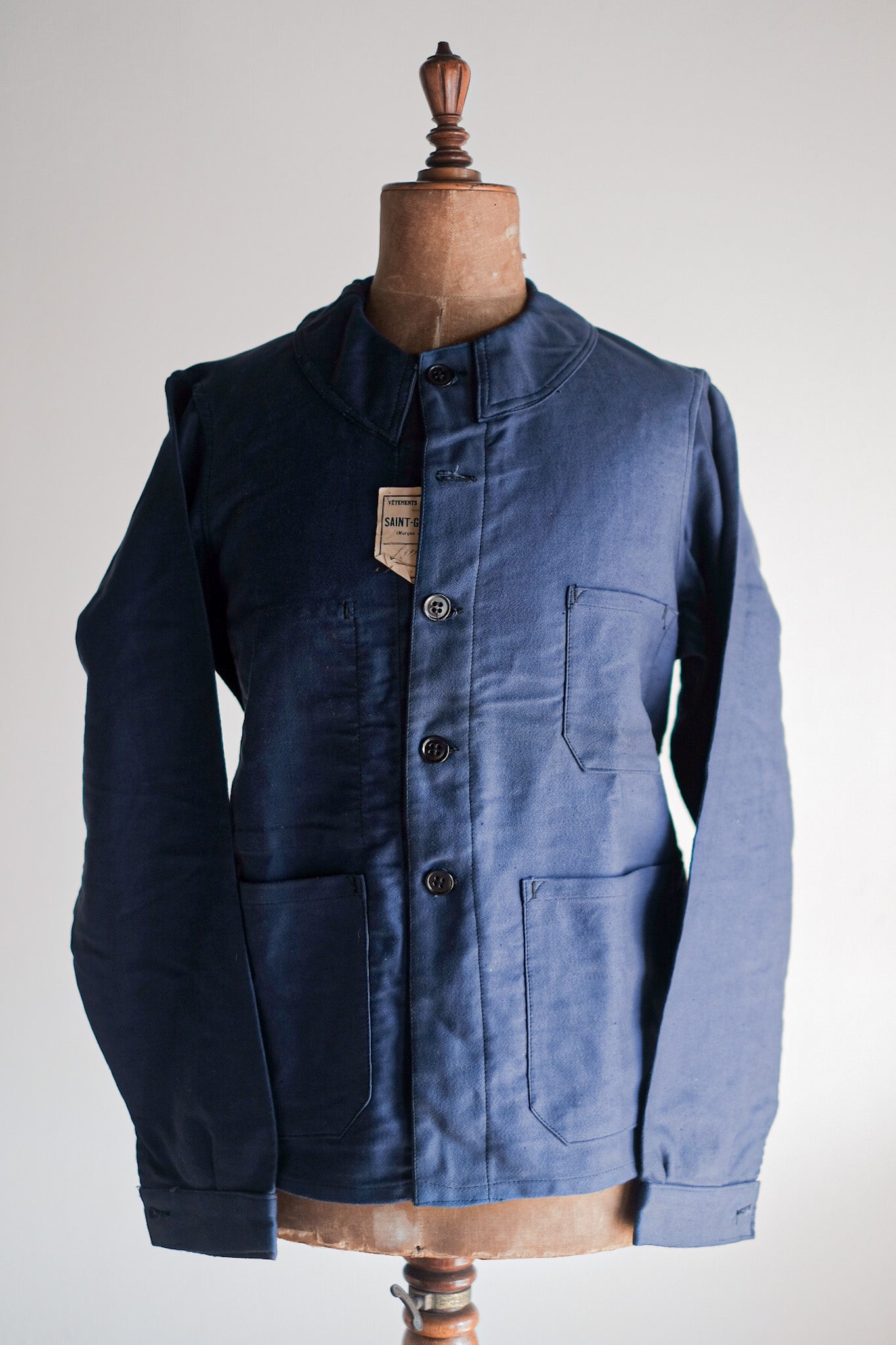 【~30's】French Vintage Blue Moleskin Work Jacket "Dead Stock"