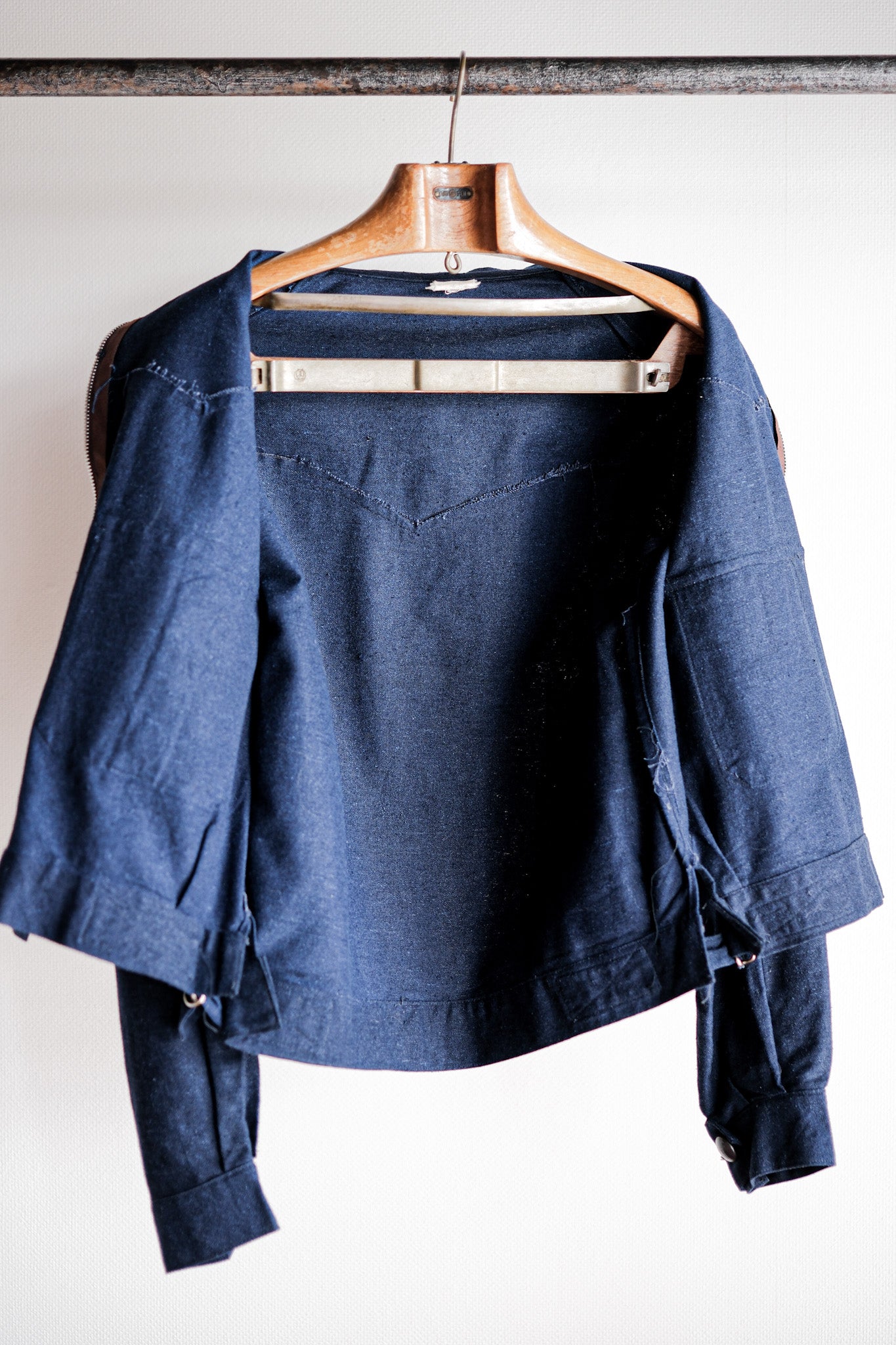 【~40’s】French Vintage Indigo Hemp Linen Cyclist Jacket