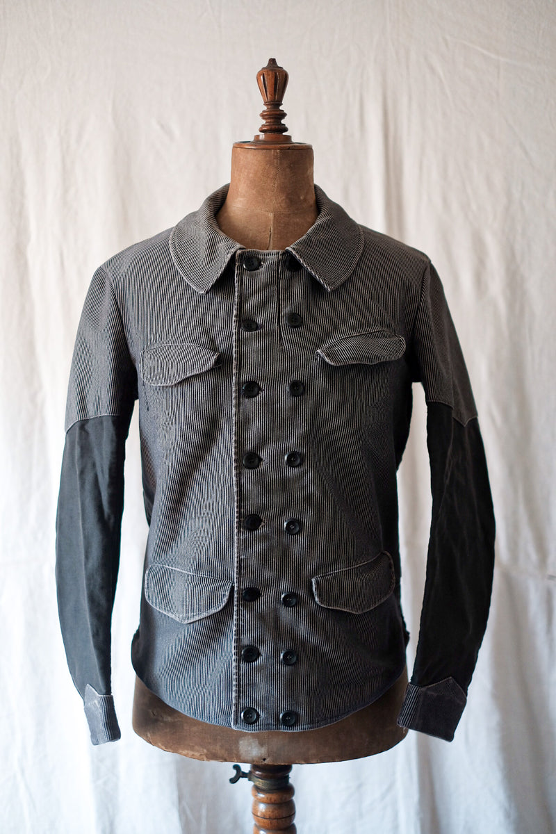 【~50's】Belgian Vintage Printed Moleskin Double Breasted Work Jacket