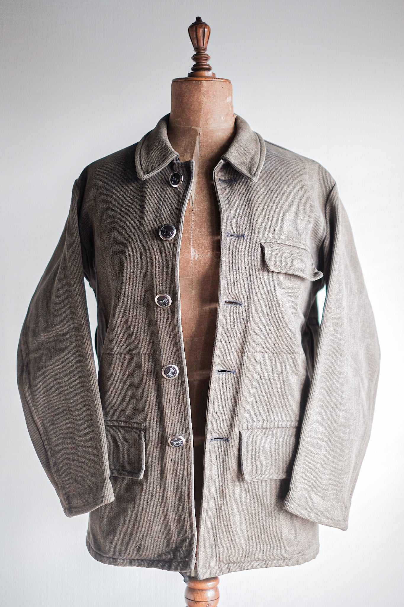［~60's］French Vintage Brown Salt & Pepper Cotton Pique Hunting Jacket
