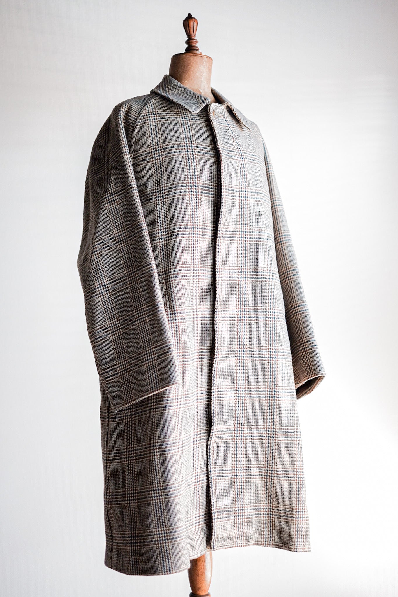 [〜80年代]復古Burberry的單一raglen balmacaan外套尺寸。54R“馬鞍Tweed”