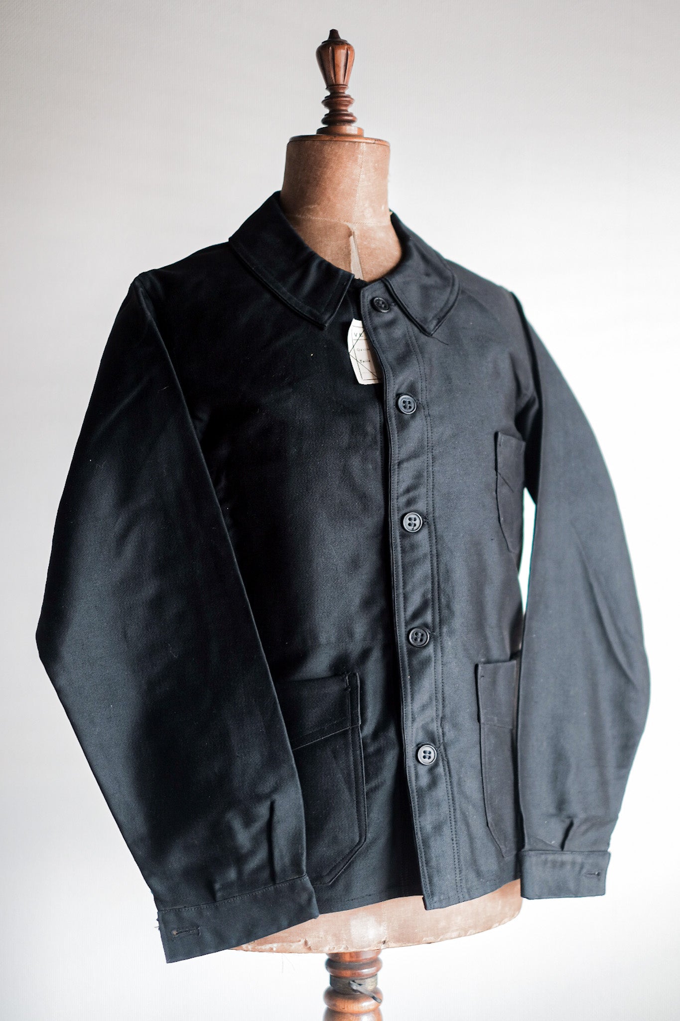 ［~30's］French Vintage Black Moleskin Work Jacket "Dead Stock"