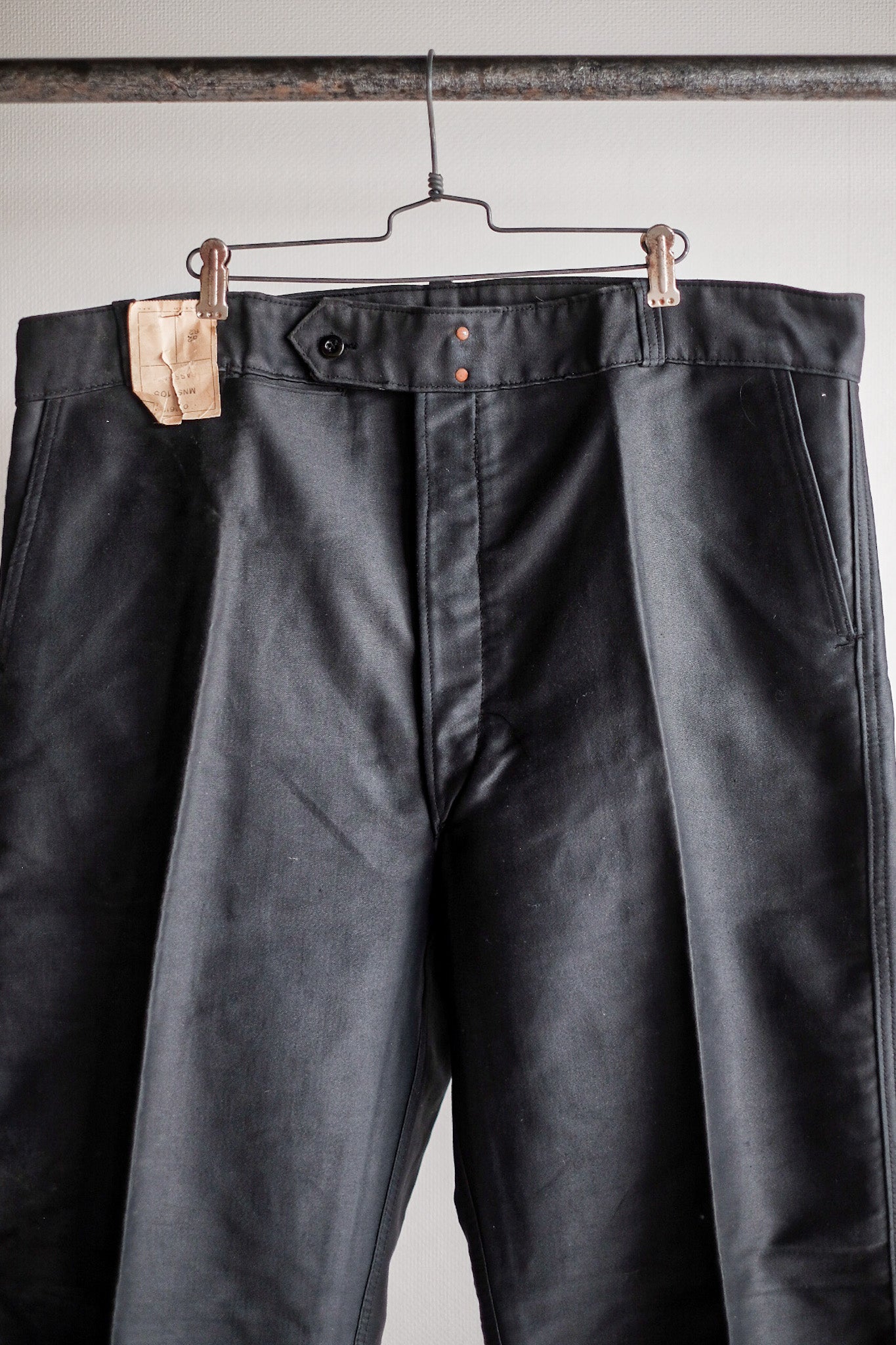 ［~40's］French Vintage Black Moleskin Work Pants "Adolphe Lafont" "Dead Stock"