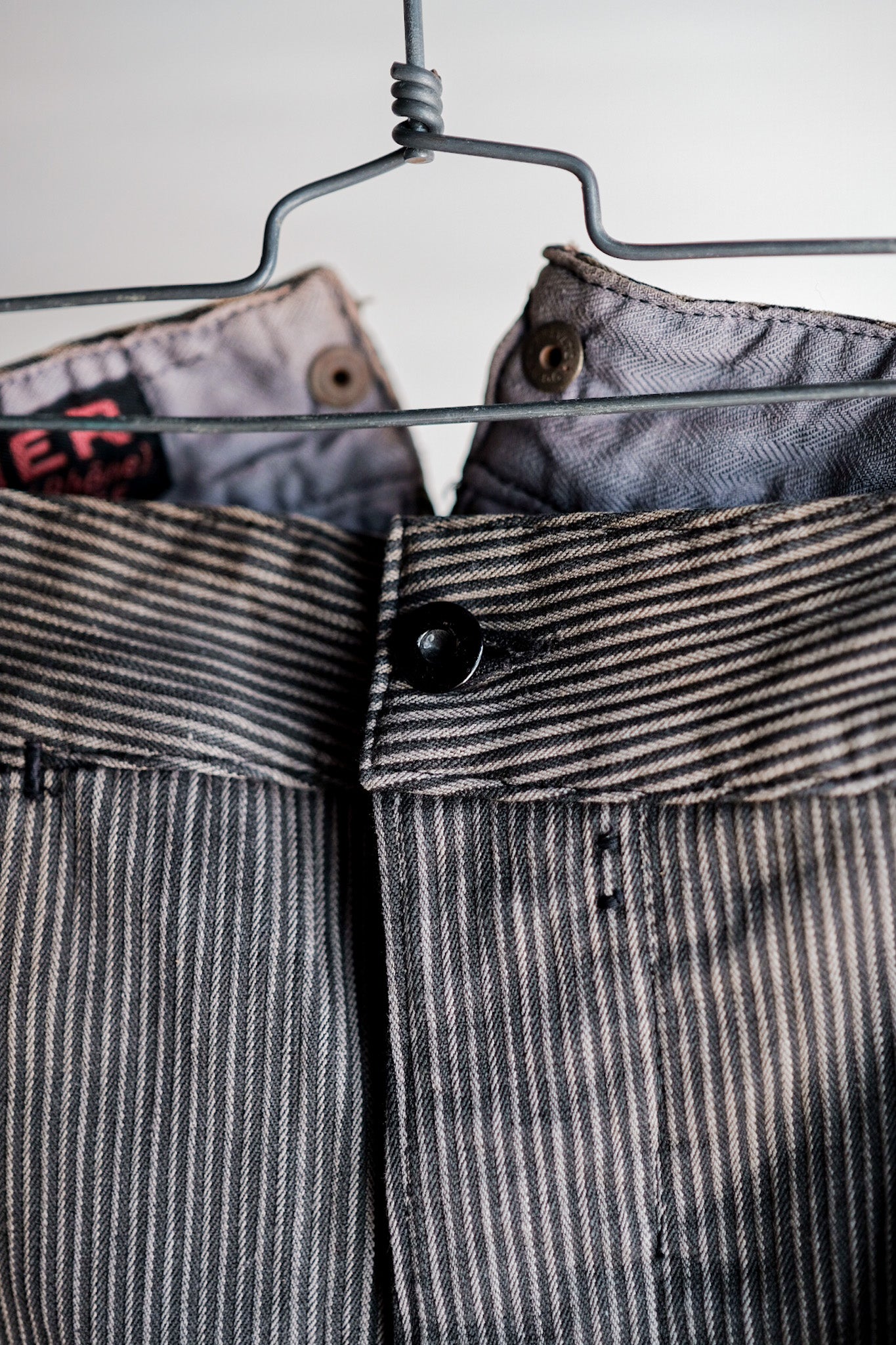 ［~30's］French Vintage Cotton Pique Striped Work Pants "Dead Stock"
