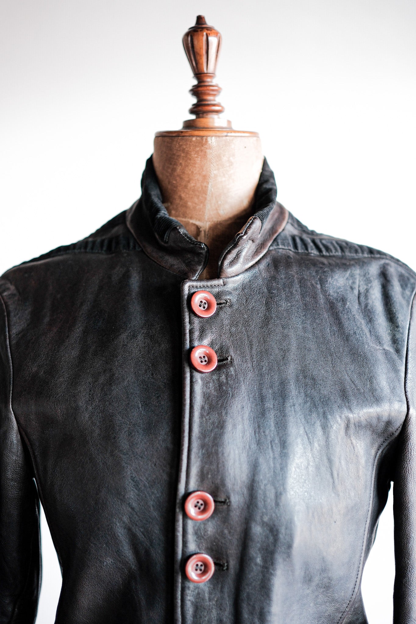 ［~90's］Old EMPORIO ARMANI Stand Collar Leather Jacket Size.48
