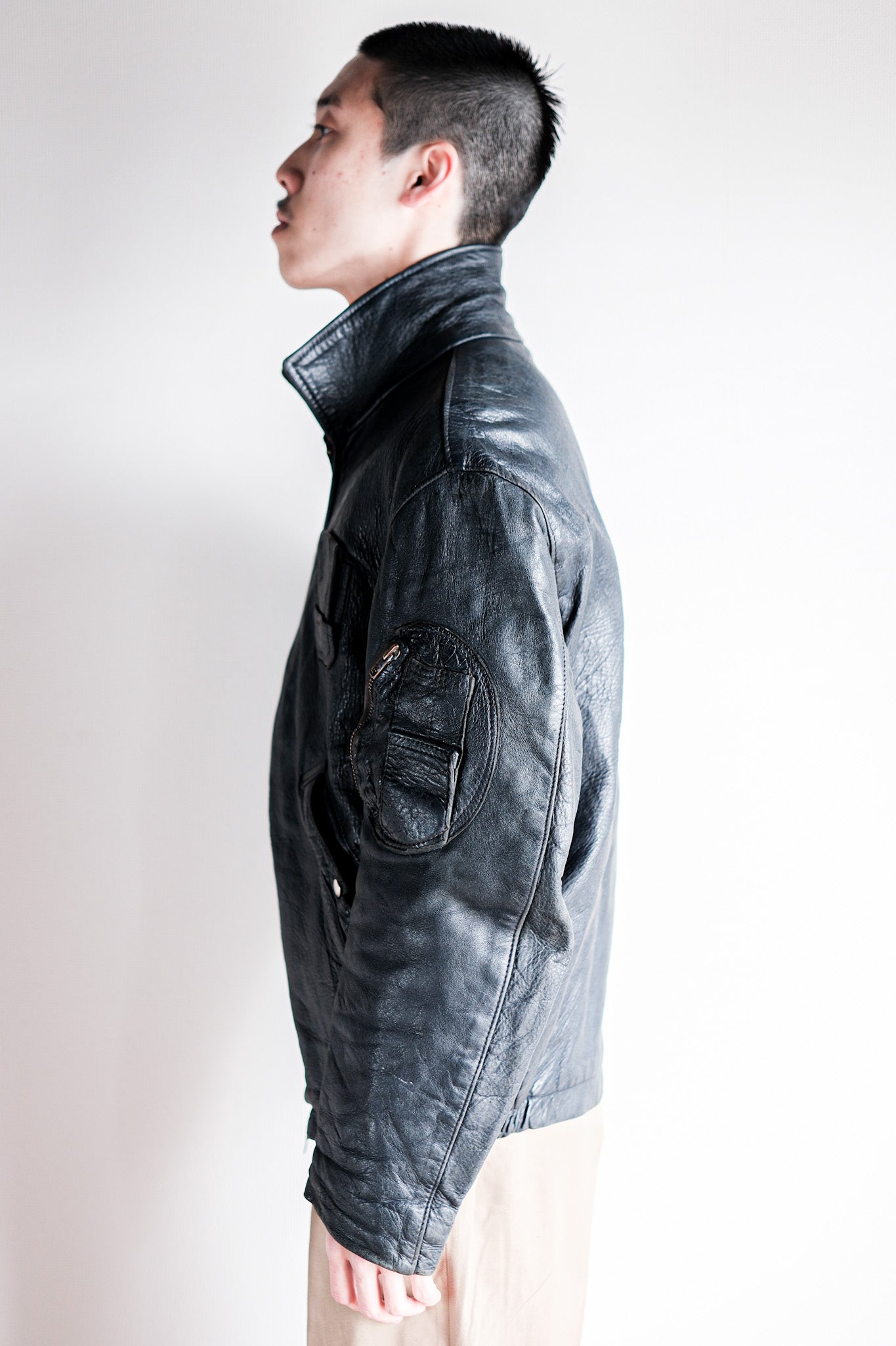 70's】French Air Force Pilot Leather Jacket