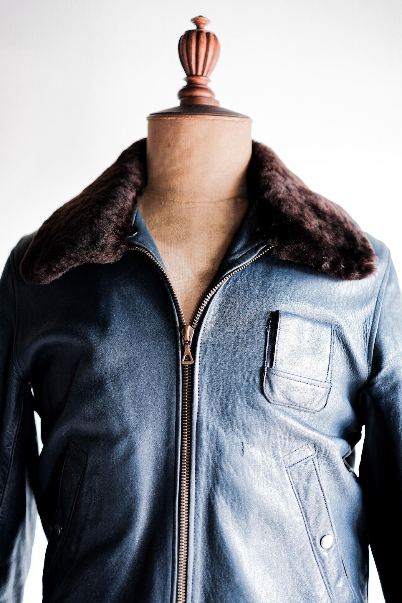 ［~70's］French Air Force Pilot Leather Jacket Size.92C