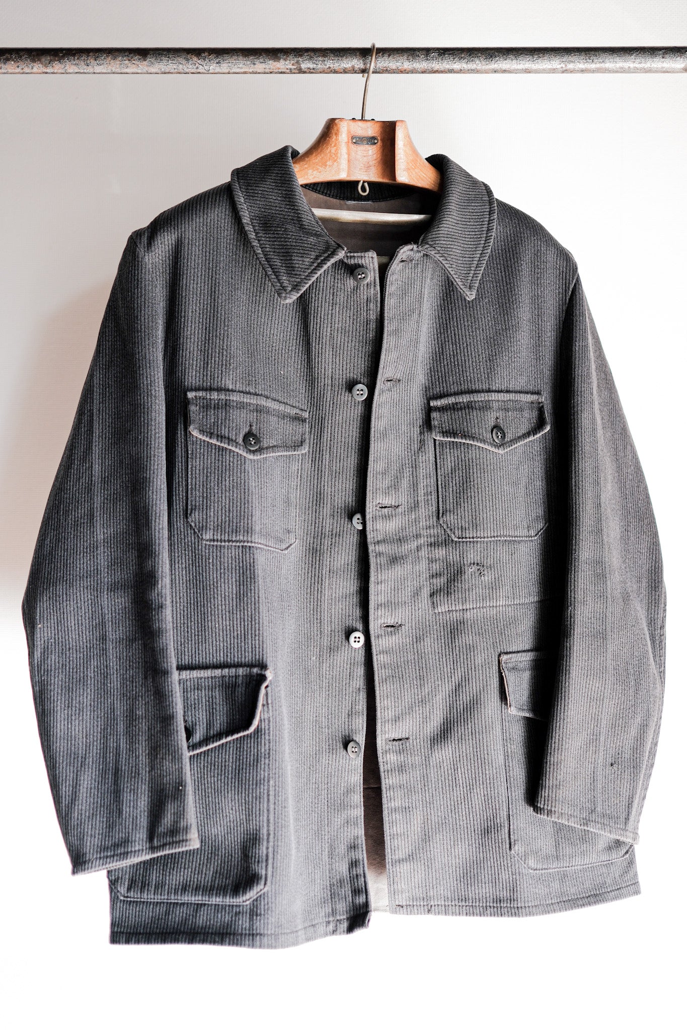 ［~60's］French Vintage Blue Gray Cotton Pique Hunting Jacket