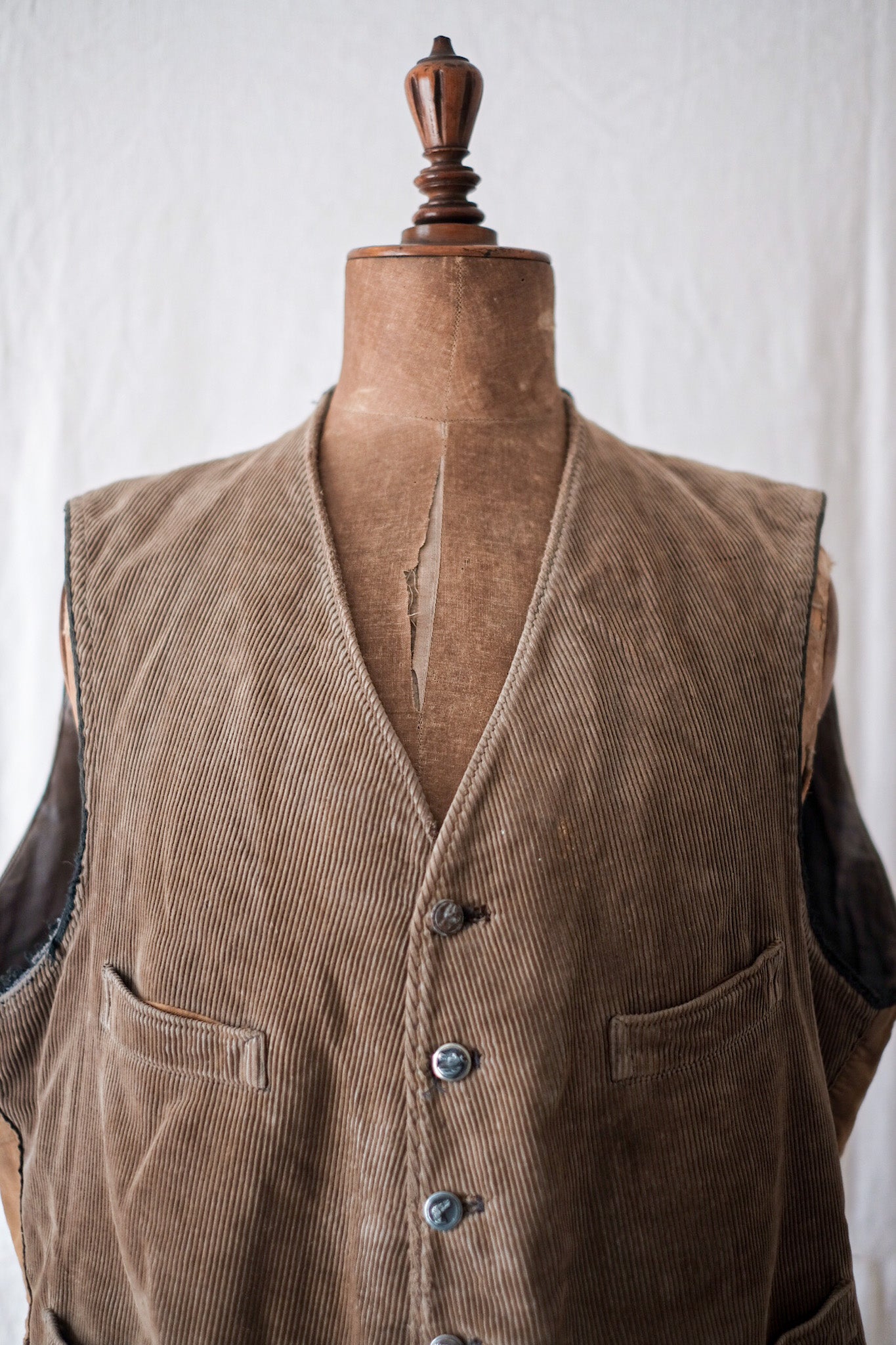 【~30's】French Vintage Brown Corduroy Hunting Gilet