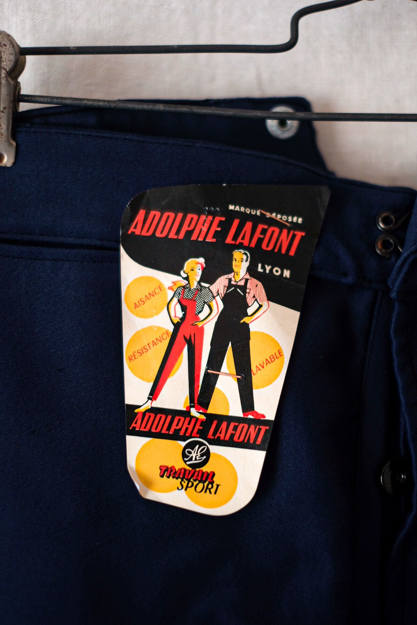 40's] French Vintage Blue Moleskin Work Pants 