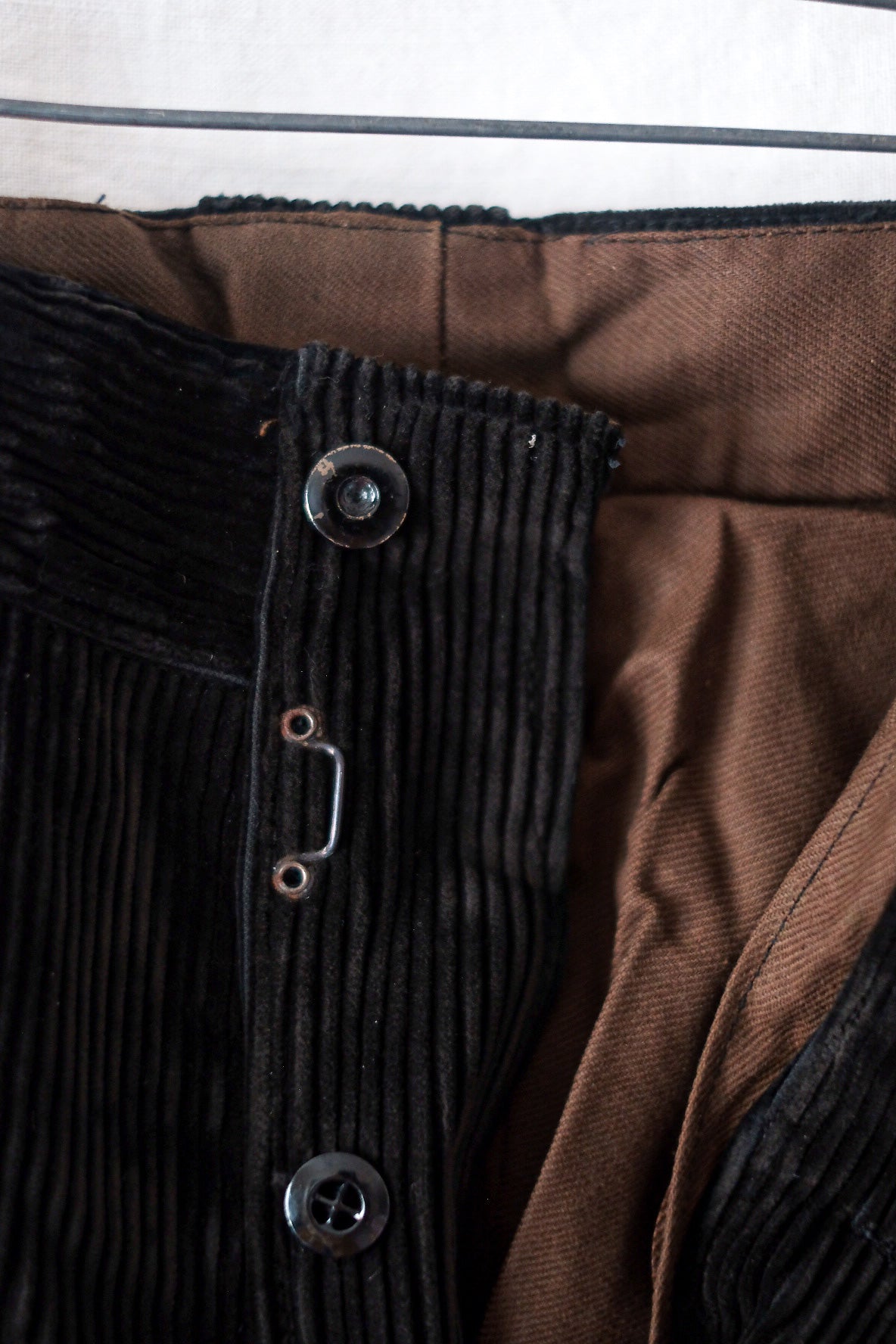 【~40's】French Vintage Dark Brown Corduroy Work Pants "Dead Stock"
