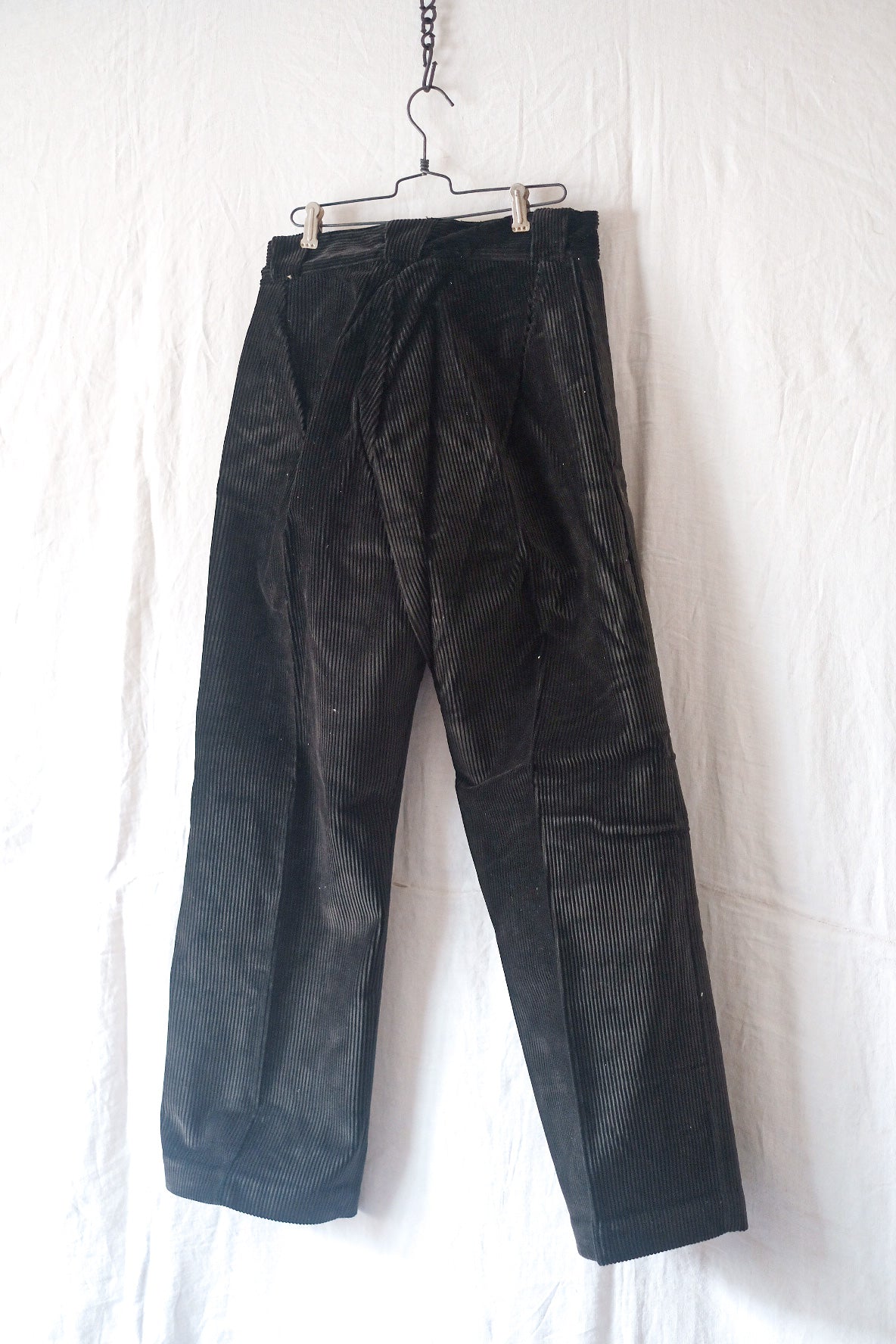 [~ 40's] French Vintage Dark Brown Corduroy Work Pants "Dead Stock"