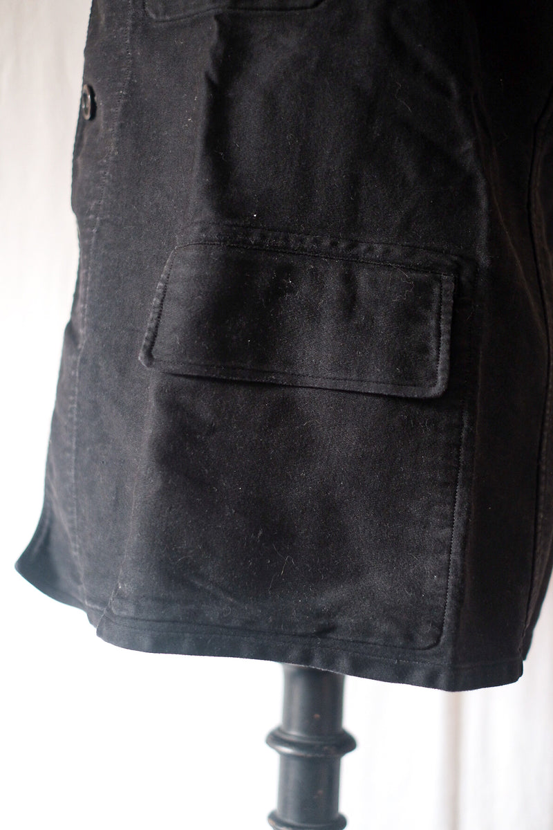 [~ 50's] แจ็คเก็ตทำงานของ Moleskin สีดำวินเทจ